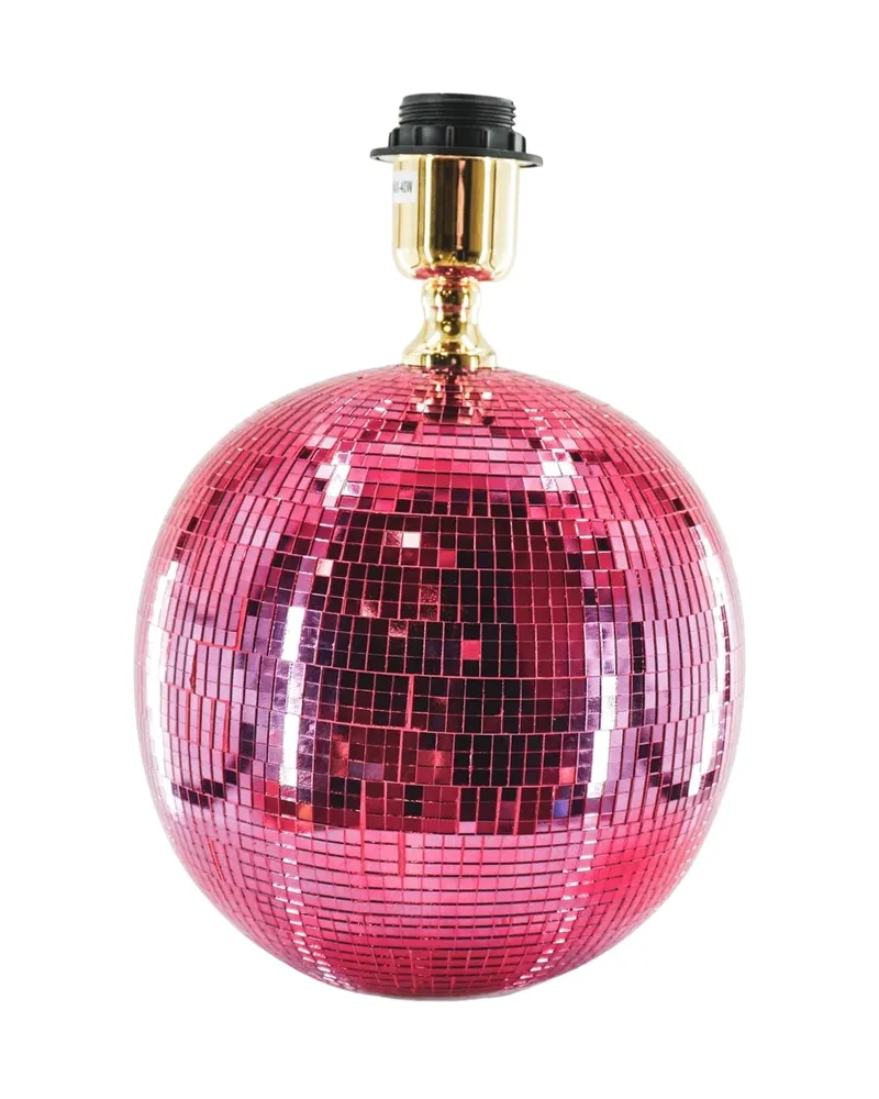 Disco-Tischlampe aus Glas mit Spiegelplättchen von Housevitamin in Pink, 20 × 20 × 20 cm, Ansicht 1
