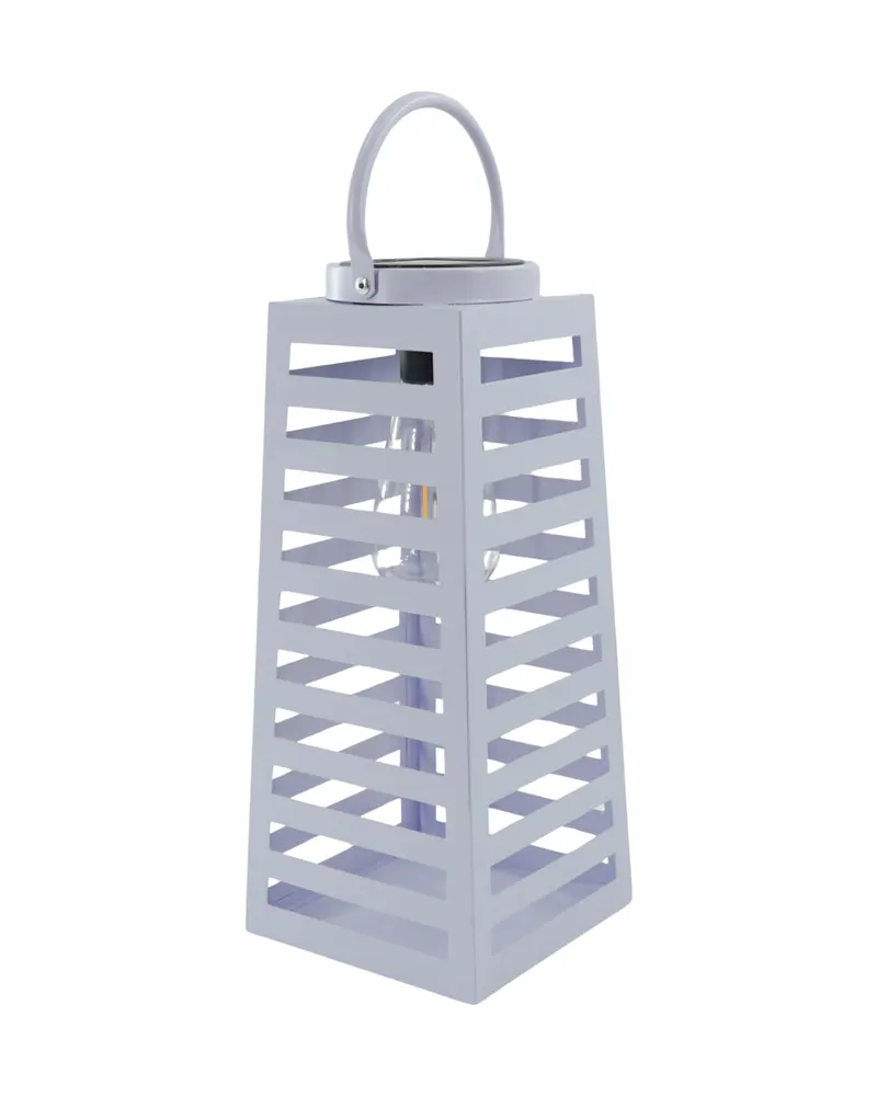 Solar-Laterne aus Metall in Lila für Tisch und Garten