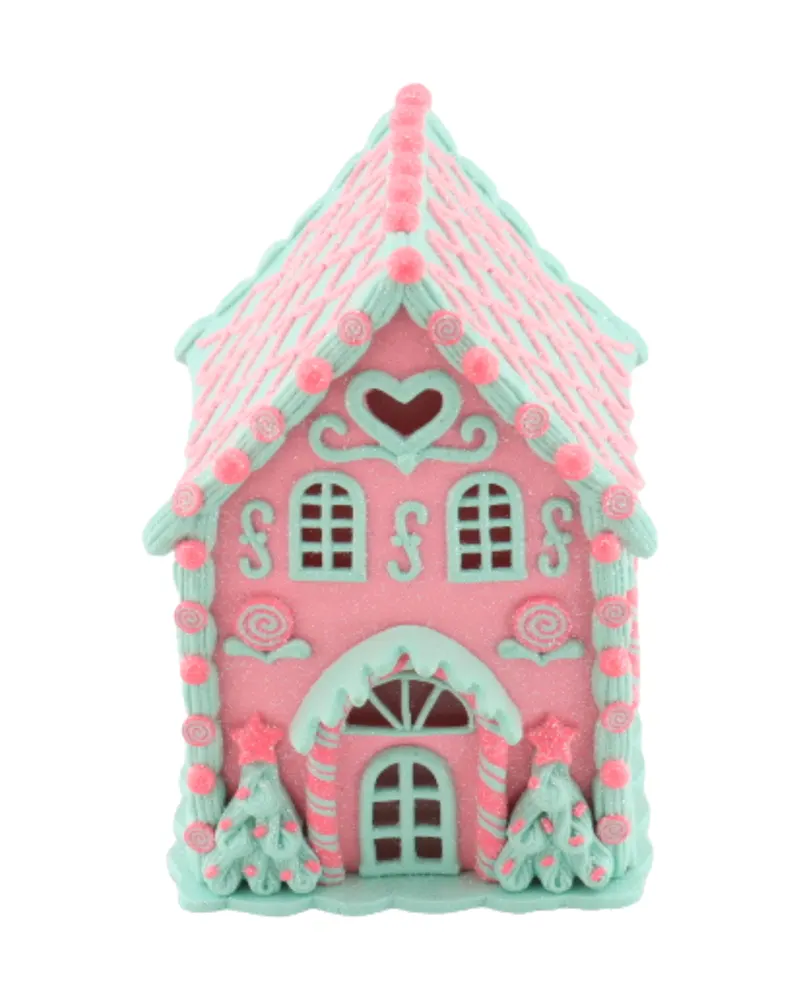 LED-Weihnachtshäuser aus Polyresin in Candy-Optik von Housevitamin in Rosa/Mint, Ansicht 4