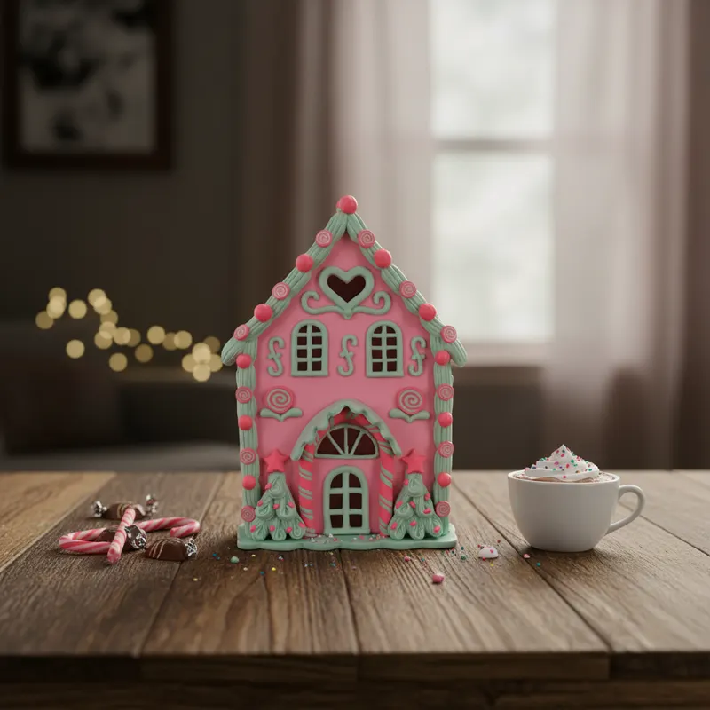 LED-Weihnachtshäuser aus Polyresin in Candy-Optik von Housevitamin in Rosa/Mint, Ansicht 8