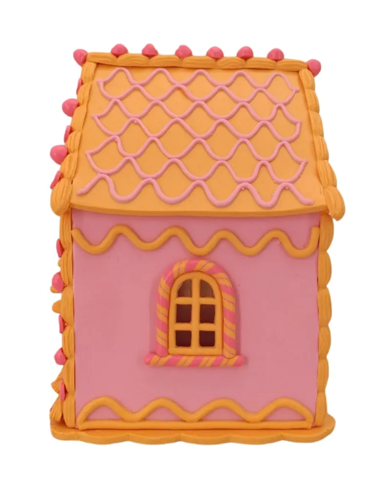 LED-Weihnachtshäuser aus Polyresin in Candy-Optik von Housevitamin in Rosa/Orange, 13 × 13 × 18,5 cm, Ansicht 3