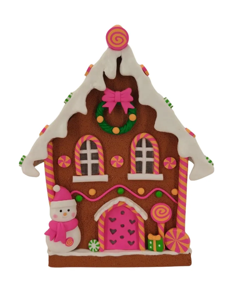 LED-Weihnachtshäuser aus Polyresin in Candy-Optik von Housevitamin in Braun/Rosa, 8,5 × 13 × 23,5 cm, Ansicht 1