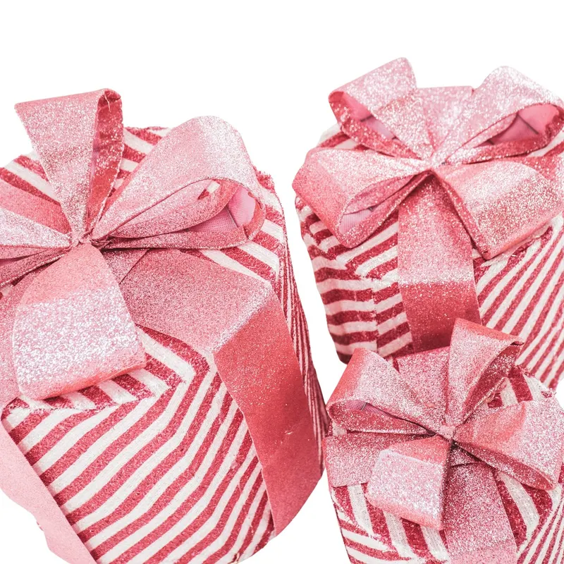 LED-Weihnachtsgeschenkboxen aus Polystyrol, 3er-Set von Housevitamin in Rosa/Weiß, 15, 20 und 25 cm, Ansicht 2