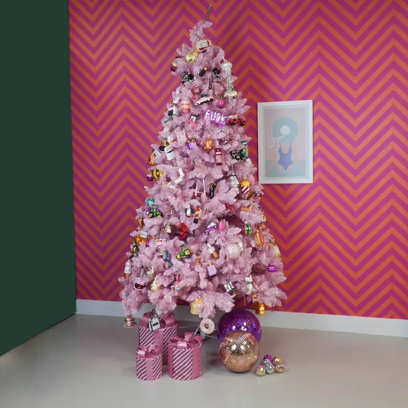 LED-Weihnachtsgeschenkboxen aus Polystyrol, 3er-Set von Housevitamin in Rosa/Weiß, 15, 20 und 25 cm, Ansicht 3