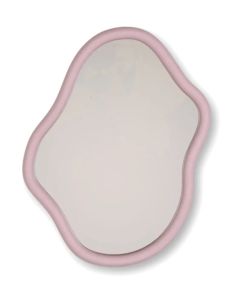 Organisch geformter Wandspiegel aus MDF und Glas von Housevitamin in Hellrosa, 30 × 40 × 1 cm, Ansicht 1