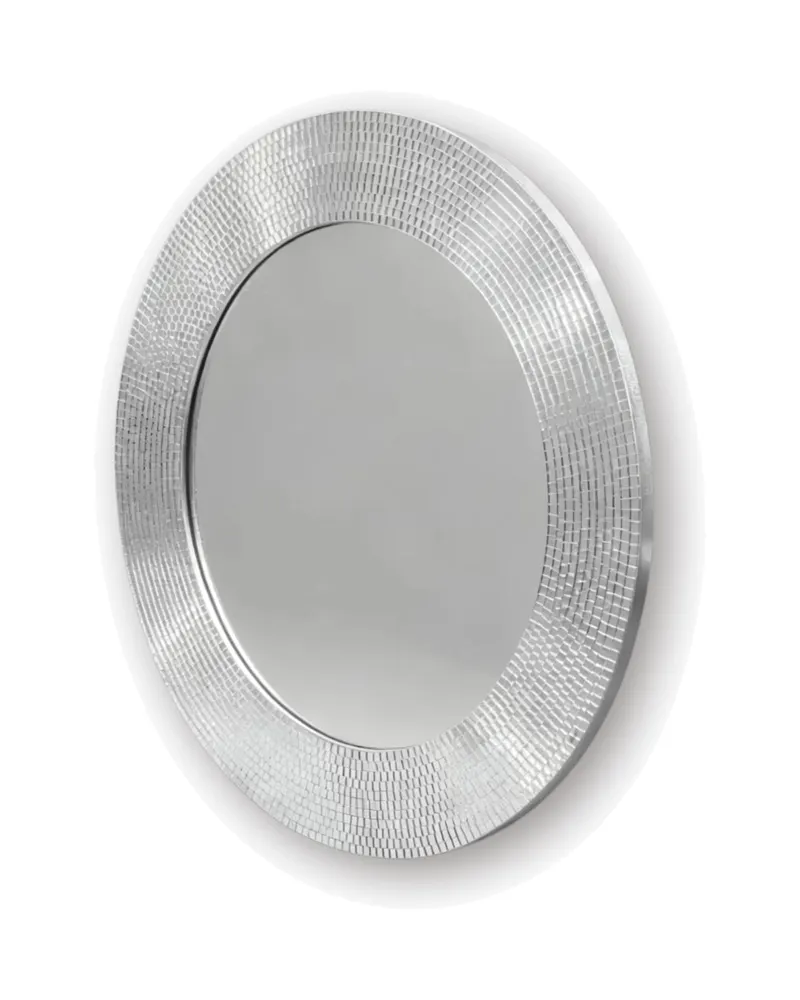 Runder Disco-Wandspiegel aus Glas mit Spiegelkachel-Rand von Housevitamin in Silberfarben, 40 × 1 × 40 cm, Ansicht 1