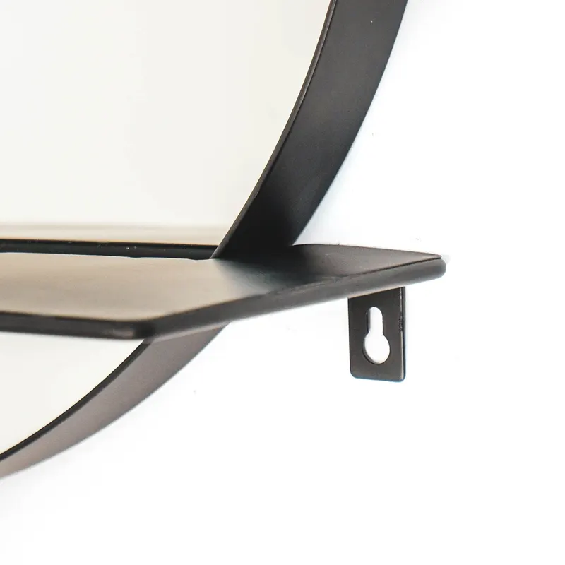 Runder Wandspiegel mit Ablage aus Metall, Ø 40 cm von Housevitamin in Schwarz, Ansicht 3