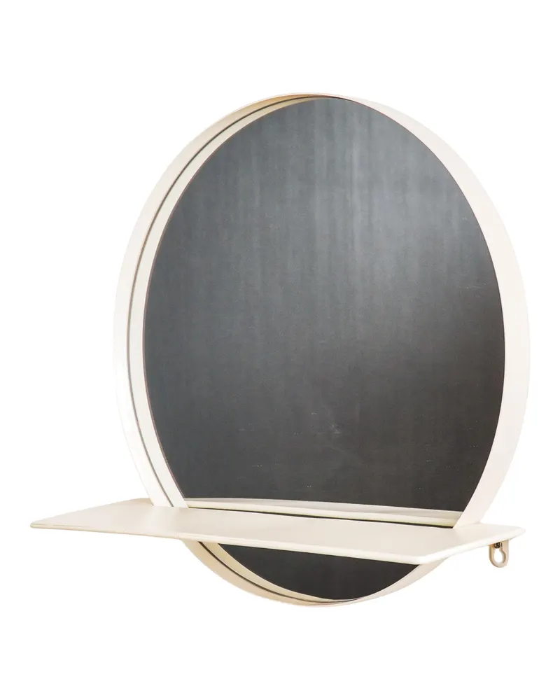 Runder Wandspiegel aus Metall mit Ablage, sandfarben von Housevitamin in Sandfarben, Ø 40 cm; Gesamtmaß: 40 × 40 × 13 cm, Ansicht 2