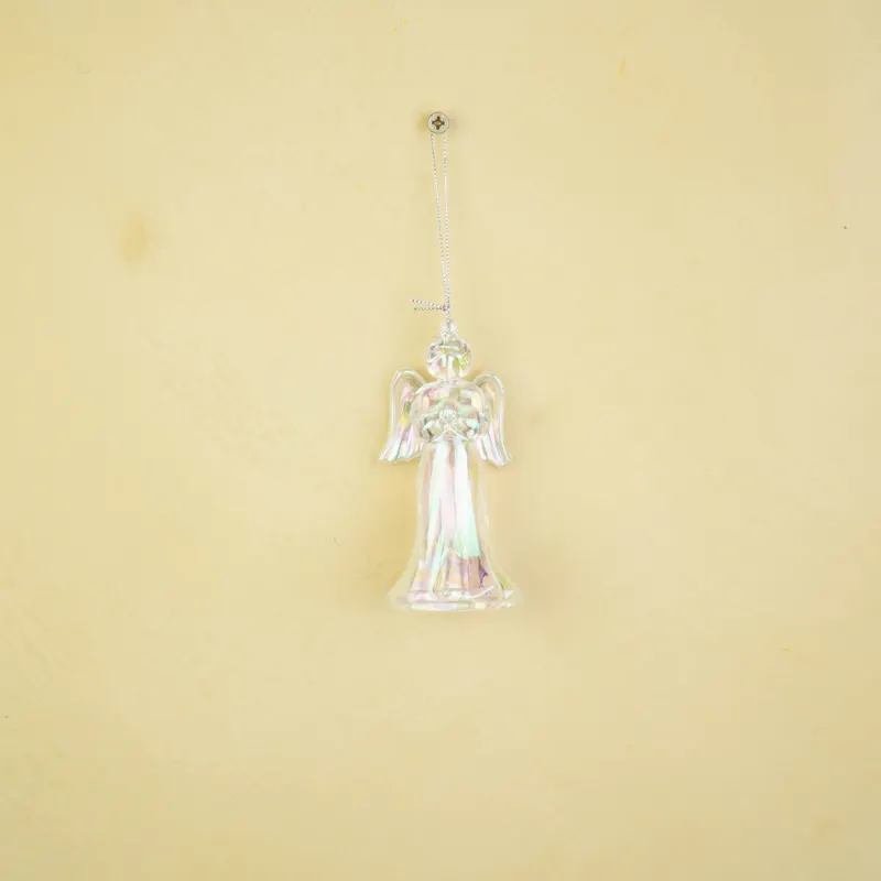 Christbaumschmuck Engel aus Kunststoff mit irisierendem Glanz von Housevitamin in Transparent, 6 × 5,5 × 11 cm, Ansicht 3