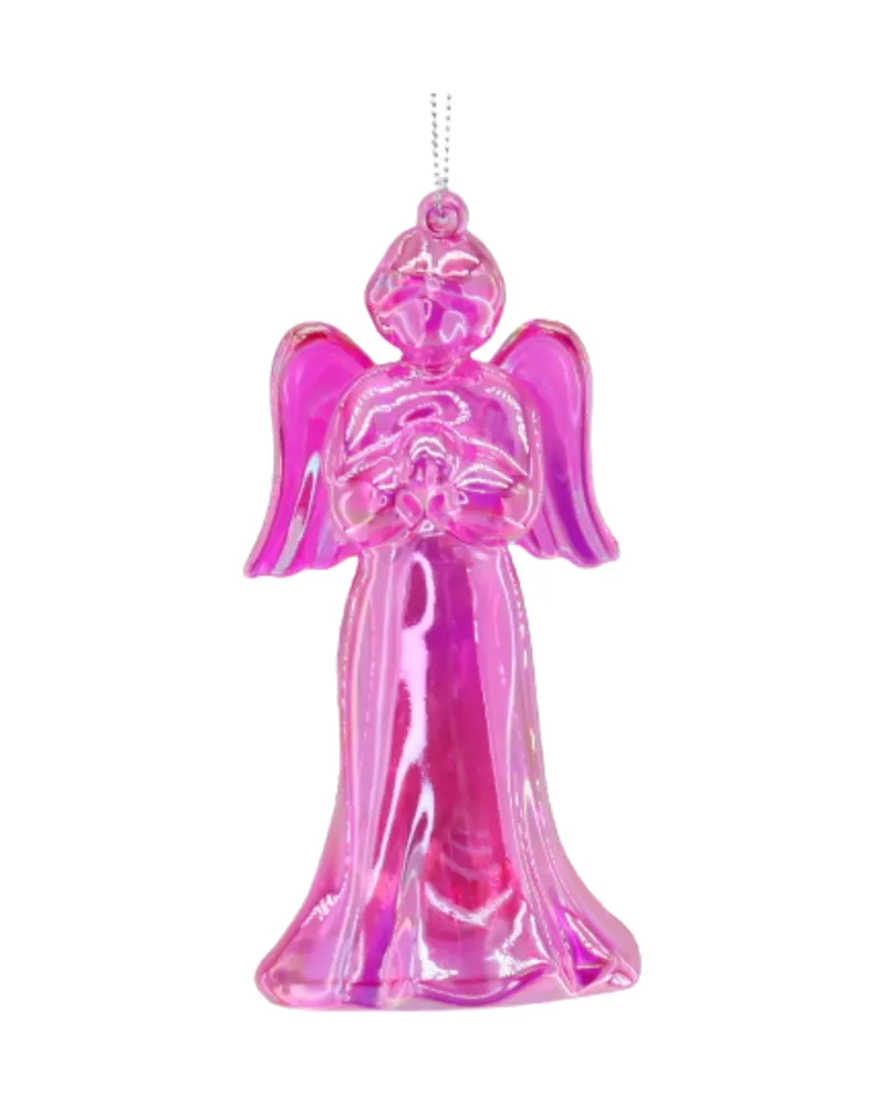 Christbaumschmuck Engel aus Kunststoff mit irisierendem Glanz von Housevitamin in Rosa, 6 × 5,5 × 11 cm, Ansicht 1