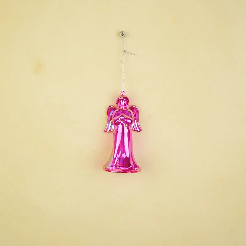 Christbaumschmuck Engel aus Kunststoff mit irisierendem Glanz von Housevitamin in Rosa, 6 × 5,5 × 11 cm, Ansicht 2