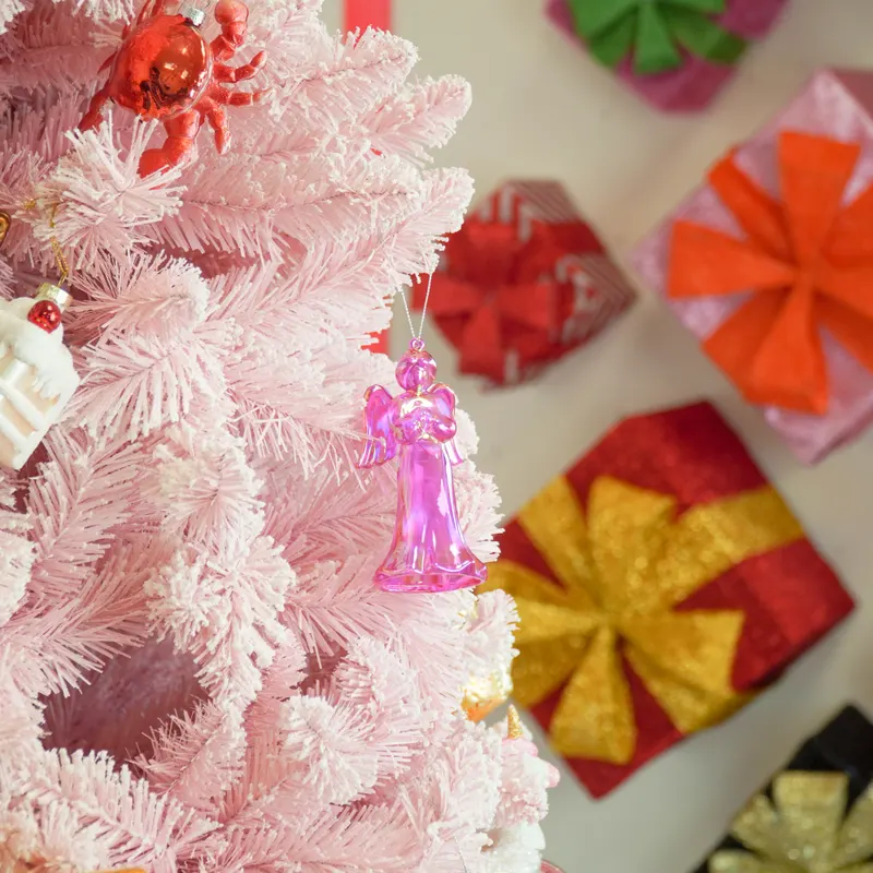 Christbaumschmuck Engel aus Kunststoff mit irisierendem Glanz von Housevitamin in Rosa, 6 × 5,5 × 11 cm, Ansicht 3