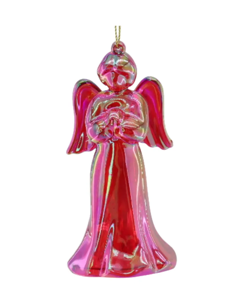 Christbaumschmuck Engel aus Kunststoff mit irisierendem Glanz von Housevitamin in Rot, 6 × 5,5 × 11 cm, Ansicht 1