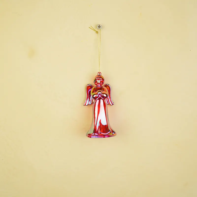 Christbaumschmuck Engel aus Kunststoff mit irisierendem Glanz von Housevitamin in Rot, 6 × 5,5 × 11 cm, Ansicht 3