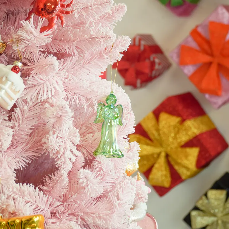 Christbaumschmuck Engel aus Kunststoff mit irisierendem Glanz von Housevitamin in Grün, 6 × 5,5 × 11 cm, Ansicht 2