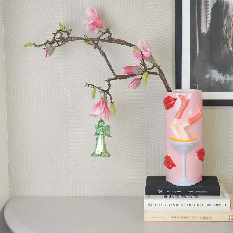 Christbaumschmuck Engel aus Kunststoff mit irisierendem Glanz von Housevitamin in Grün, 6 × 5,5 × 11 cm, Ansicht 4