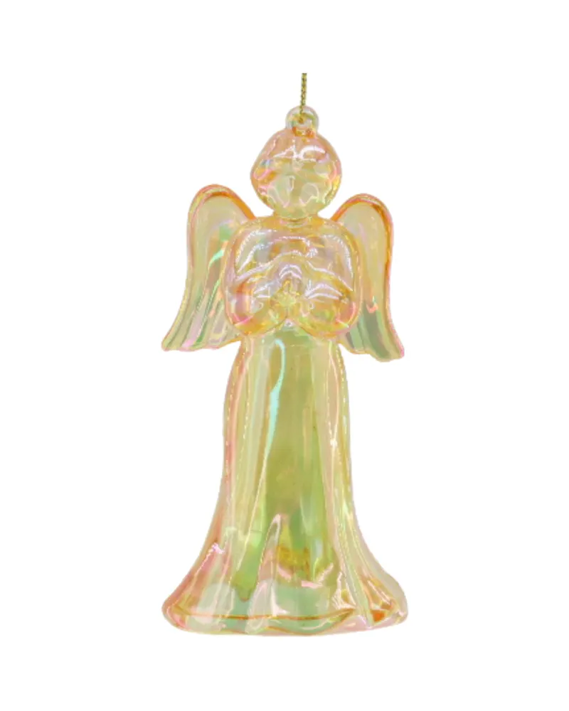 Christbaumschmuck Engel aus Kunststoff mit irisierendem Glanz von Housevitamin in Gelb, 6 × 5,5 × 11 cm, Ansicht 1