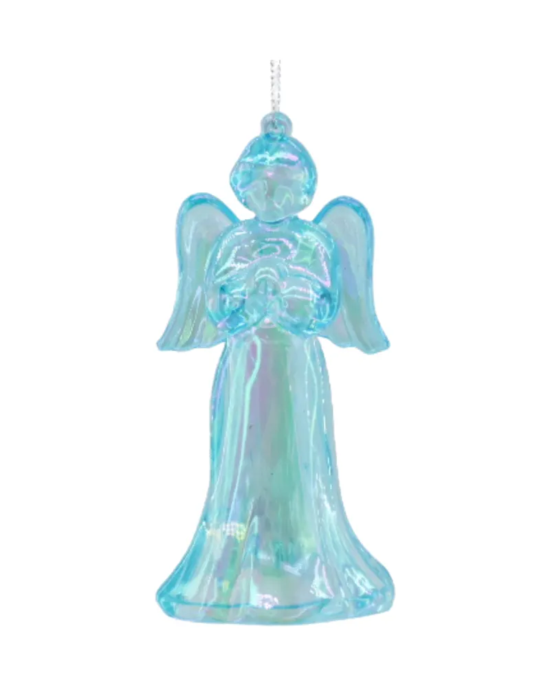 Christbaumschmuck Engel aus Kunststoff mit irisierendem Glanz von Housevitamin in Blau, 6 × 5,5 × 11 cm, Ansicht 1