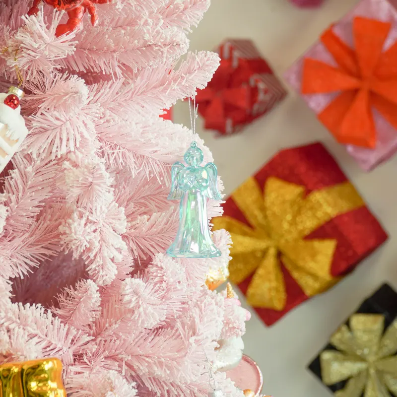 Christbaumschmuck Engel aus Kunststoff mit irisierendem Glanz von Housevitamin in Blau, 6 × 5,5 × 11 cm, Ansicht 4