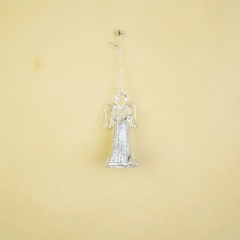 Christbaumschmuck Engel aus Kunststoff mit irisierendem Glanz von Housevitamin in Silber, 6 × 5,5 × 11 cm, Ansicht 4