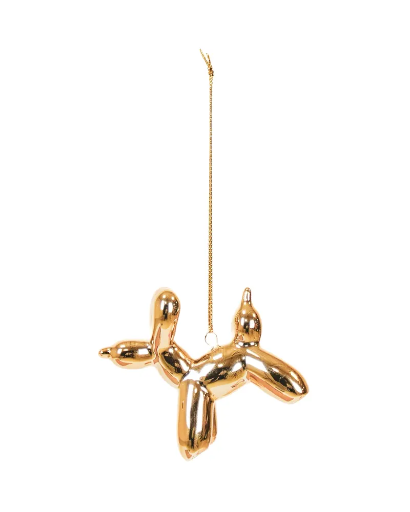 Ballonhund-Weihnachtsanhänger aus Keramik, goldfarben