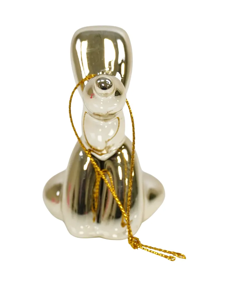 Ballonhund-Weihnachtsanhänger aus Keramik von Housevitamin in goldfarben, Ansicht 3