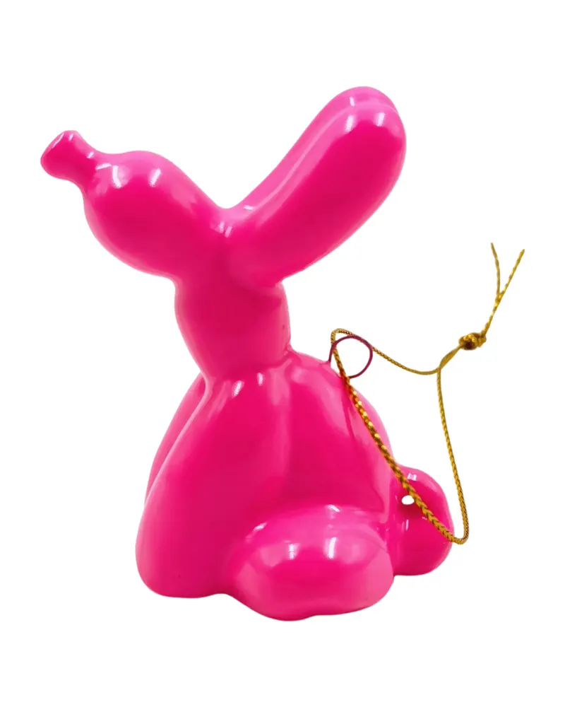 Ballonhund-Weihnachtsanhänger aus Keramik von Housevitamin in rosa, Ansicht 1