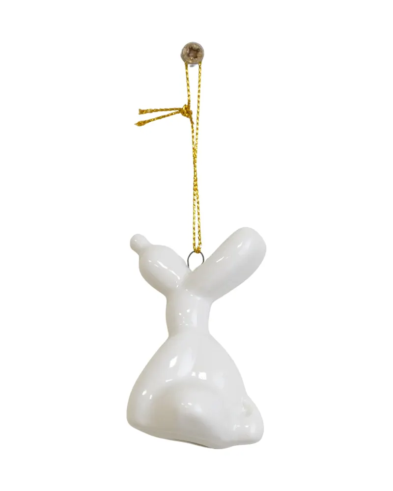 Ballonhund-Weihnachtsanhänger aus Keramik von Housevitamin in weiß, Ansicht 4