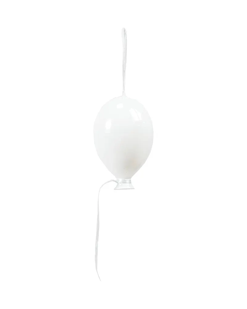 Weihnachtsanhänger Ballon aus Glas mit Satinband, Weiß