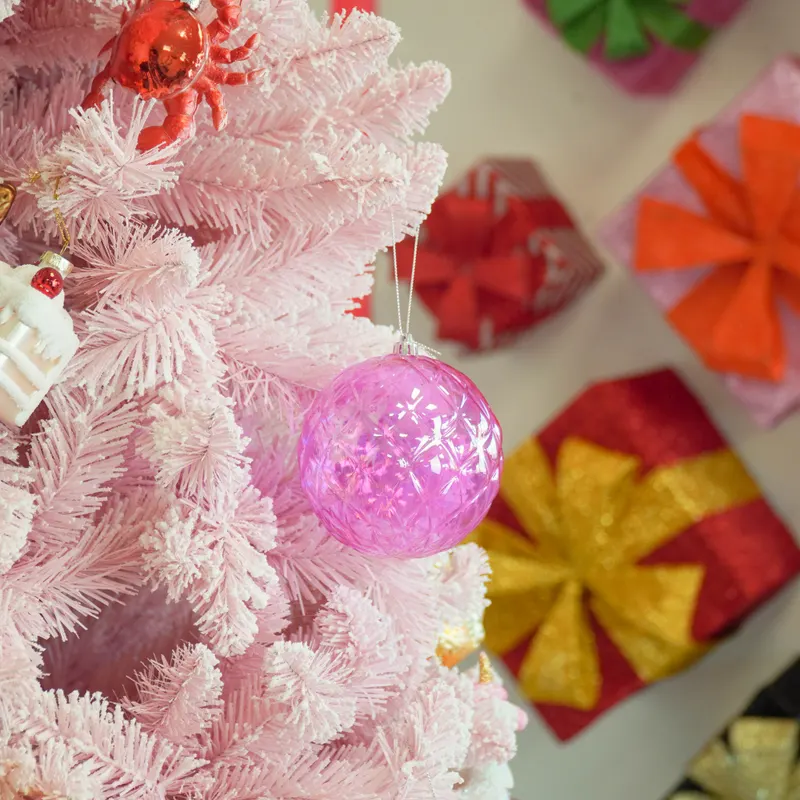 Christbaumkugel mit Diamantrelief aus Kunststoff von Housevitamin in Rosa, 10 × 10 cm, Ansicht 2
