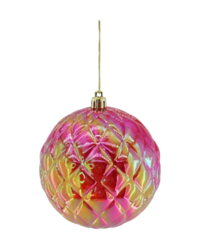 Christbaumkugel mit Diamantrelief aus Kunststoff von Housevitamin in Rot, 10 × 10 cm, Ansicht 1