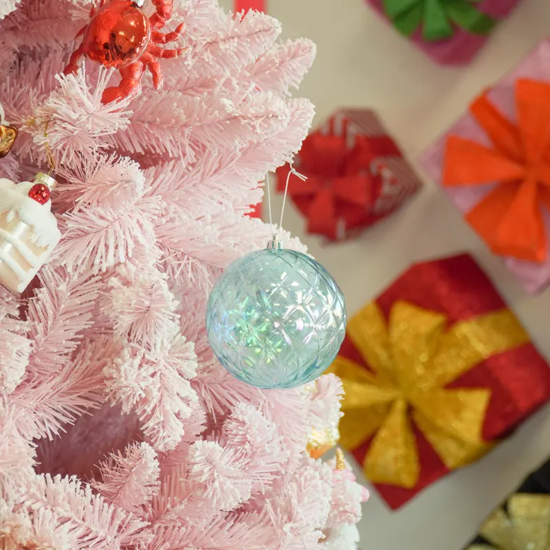 Christbaumkugel mit Diamantrelief aus Kunststoff von Housevitamin in Blau, 10 × 10 cm, Ansicht 4