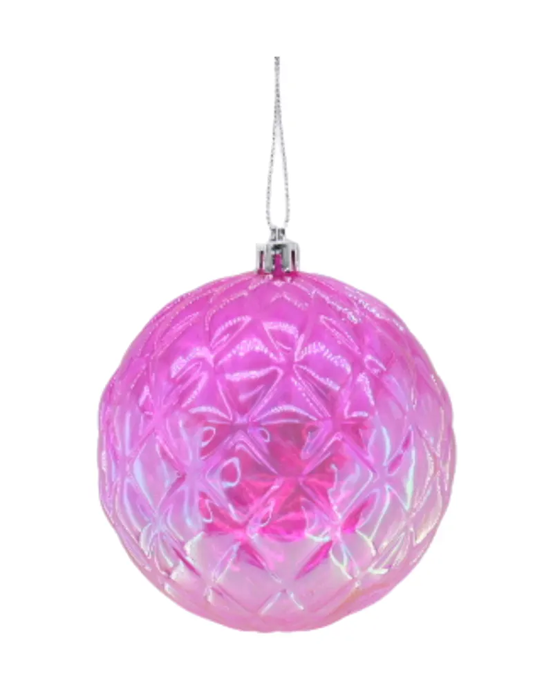 Christbaumkugel mit Diamantrelief aus Kunststoff von Housevitamin in Rosa, 15 × 15 cm, Ansicht 1