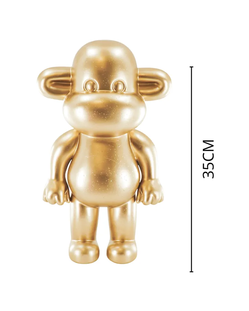 Dekofigur „The Legend“, Affe aus Polyresin von Housevitamin in Gold, 20,5 × 13,5 × 35 cm, Ansicht 3
