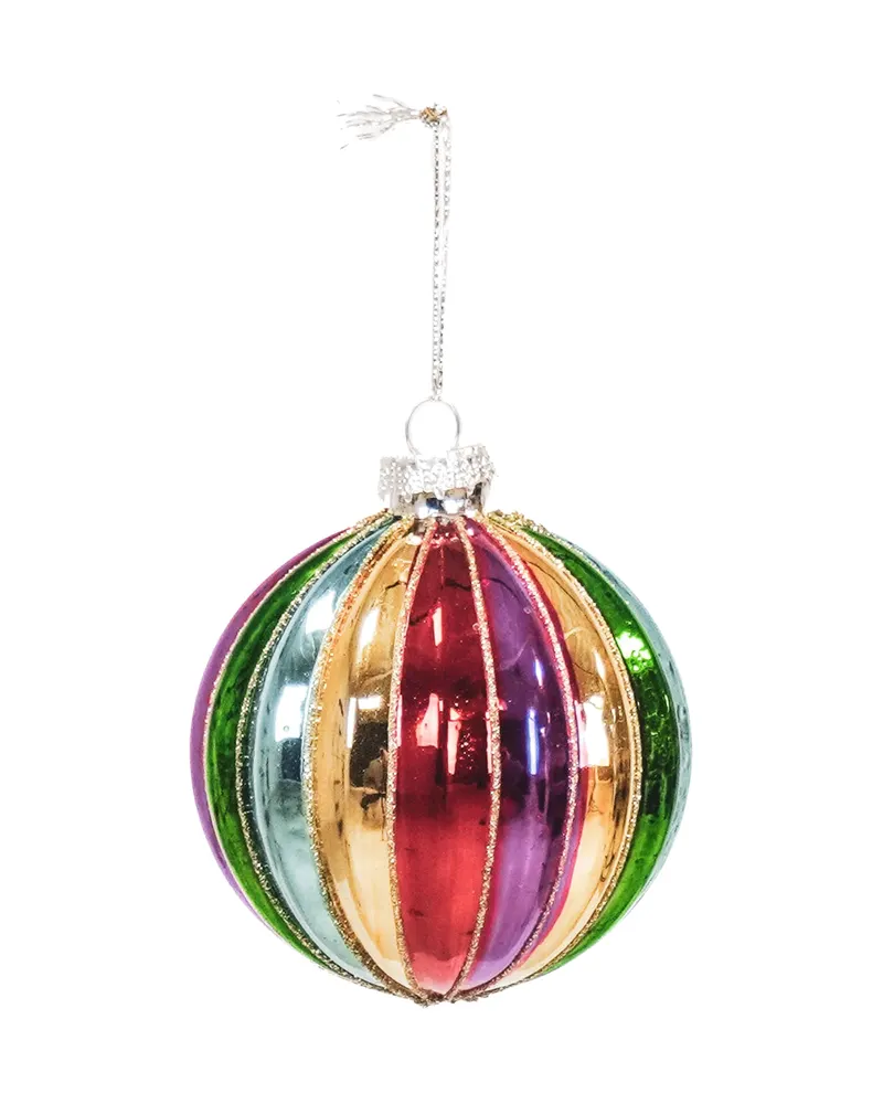 Weihnachtsanhänger Glaskugel in bunten Farben, 8 × 8 cm, Mehrfarbig