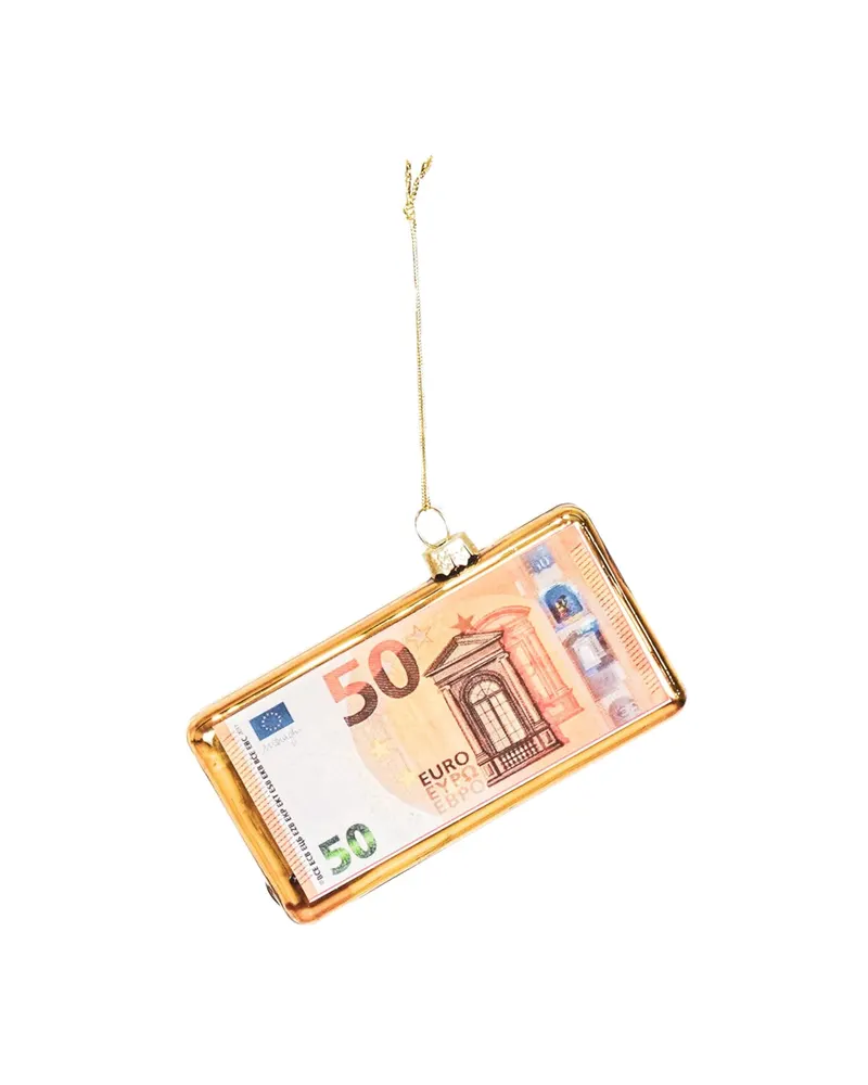 Weihnachtsanhänger im 50-Euro-Schein-Motiv aus Glas, 2er-Set