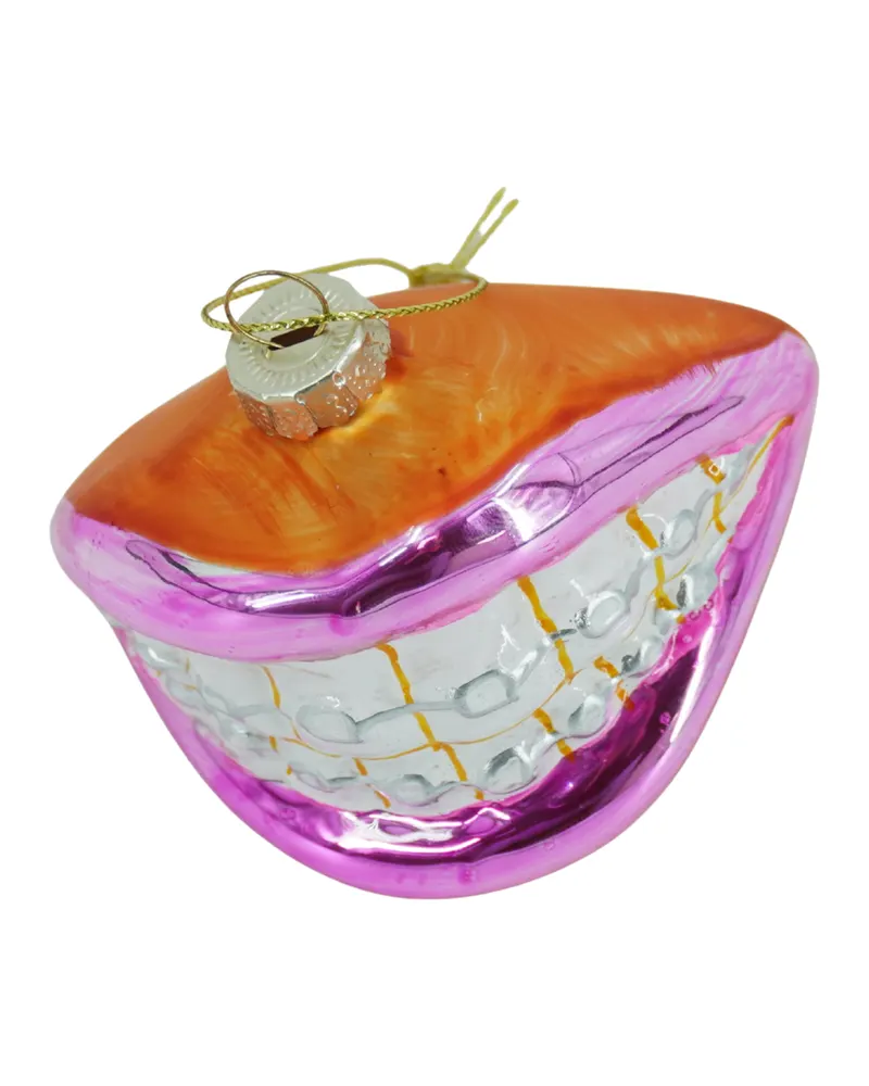 Weihnachtsanhänger mit Lippenmotiv aus rosa Glas von Housevitamin in Rosa, 9 × 6,5 × 6,5 cm, Ansicht 2