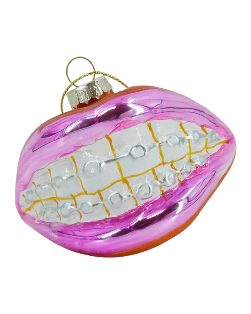Weihnachtsanhänger mit Lippenmotiv aus rosa Glas von Housevitamin in Rosa, 9 × 6,5 × 6,5 cm, Ansicht 6