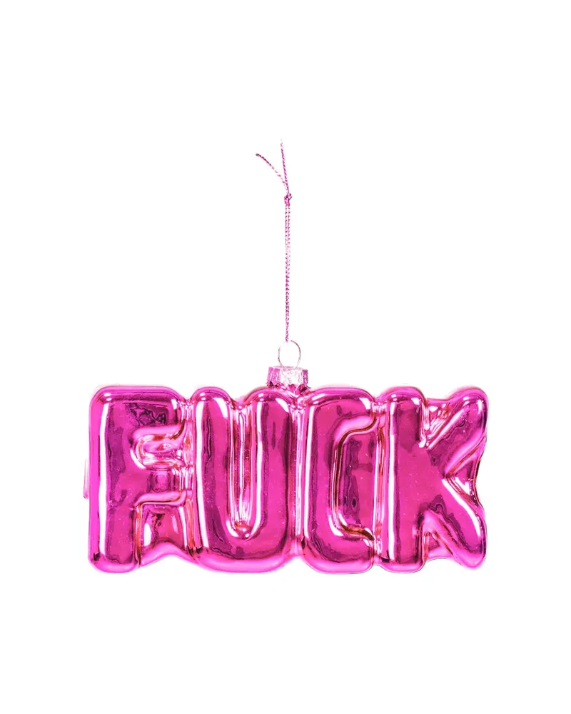 Weihnachtsanhänger „Fuck“ aus Glas in Pink