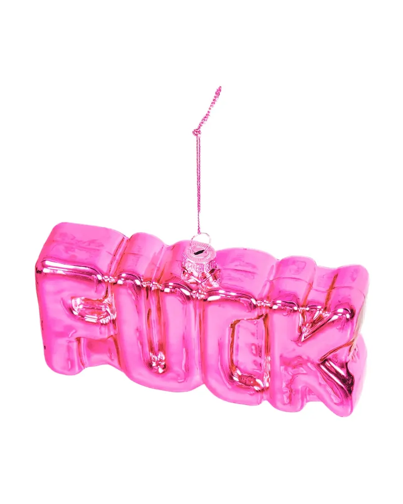 Weihnachtsanhänger „Fuck“ aus Glas in Pink von Housevitamin in Pink, Ansicht 2