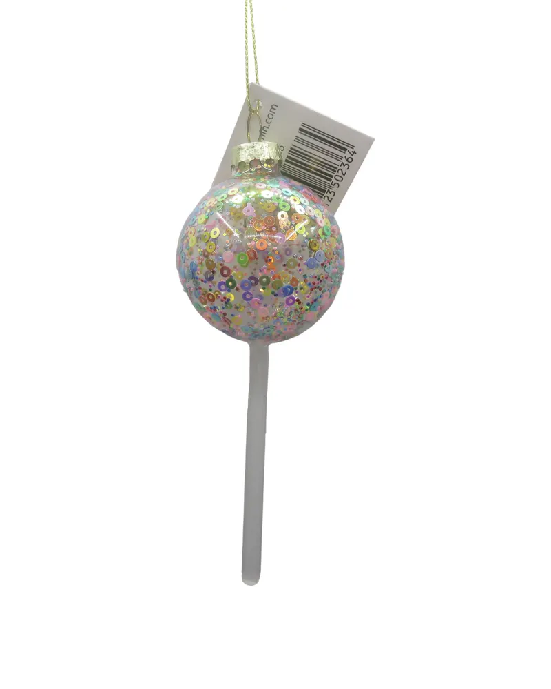 Weihnachtsanhänger „Lol Pop“ aus Glas für den Weihnachtsbaum von Housevitamin, 5 × 5 × 13,5 cm