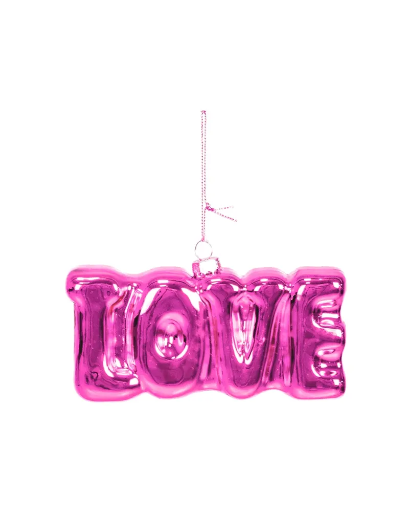 Love-Weihnachtsanhänger aus Glas in Rosa von Housevitamin in Rosa, Ansicht 1