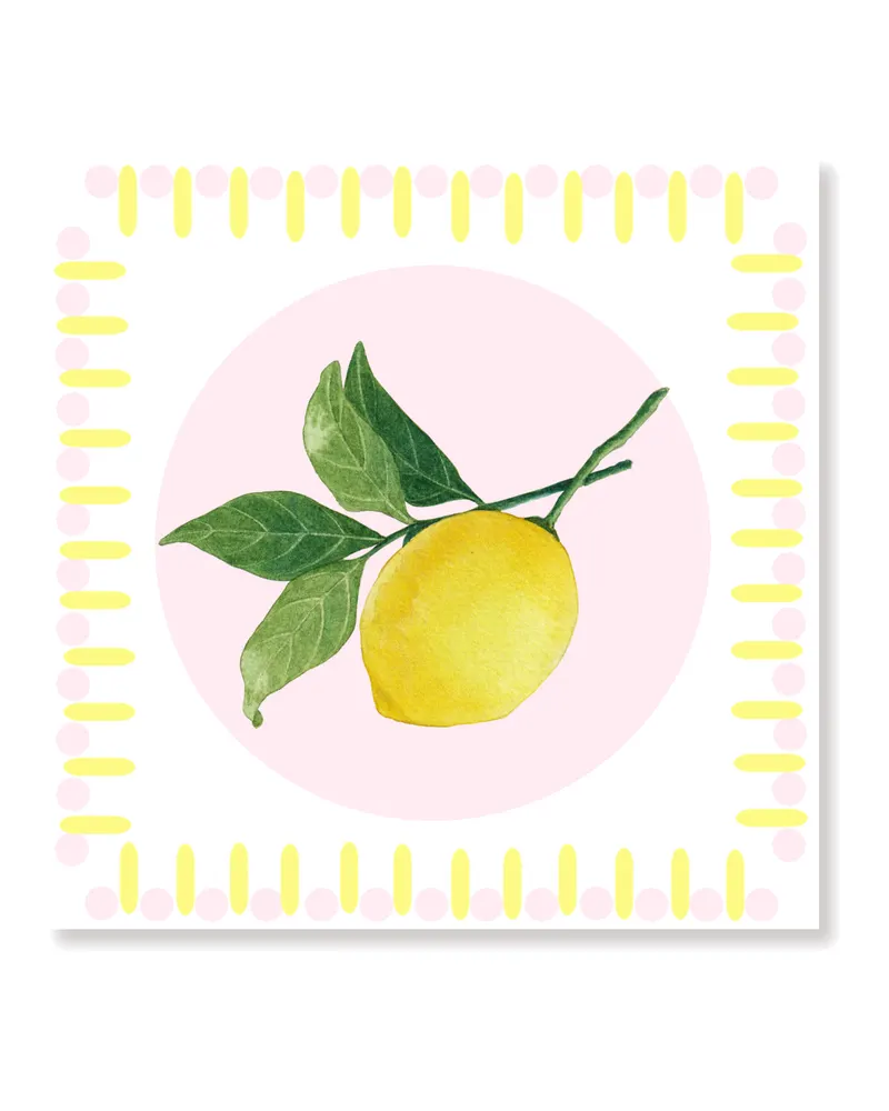 Papierservietten mit Zitronenmotiv aus FSC-zertifiziertem Papier von Housevitamin in Rosa/Gelb, 33 × 33 cm, Ansicht 1
