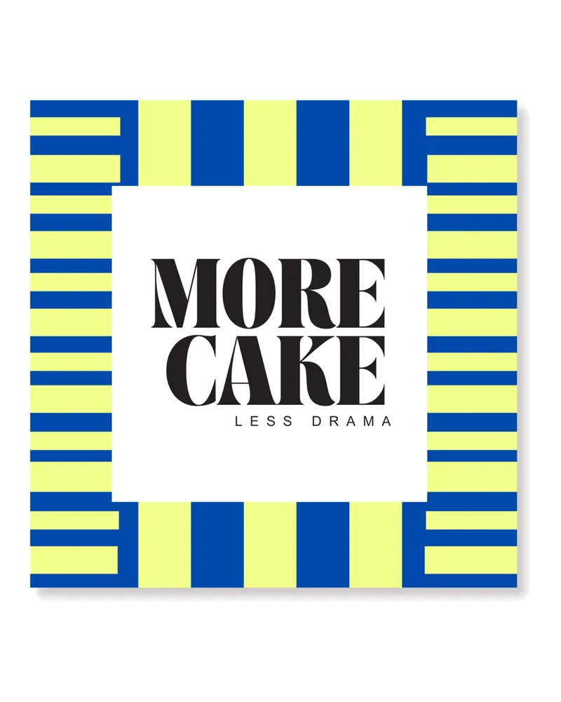 Papierservietten „More Cake, Less Drama“ aus FSC-Papier, Blau und Grün