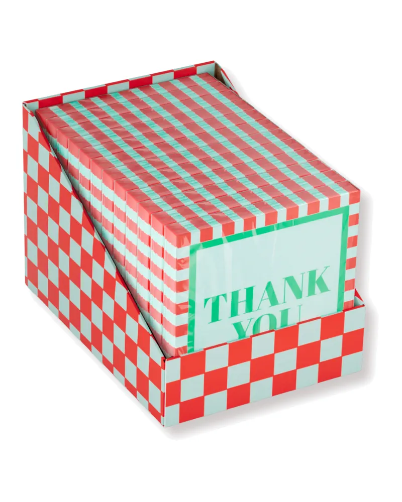 Papierservietten „Thank You“ mit dreilagiger Struktur von Housevitamin in Mint, Grün und Rot, 33 × 33 cm, Ansicht 2