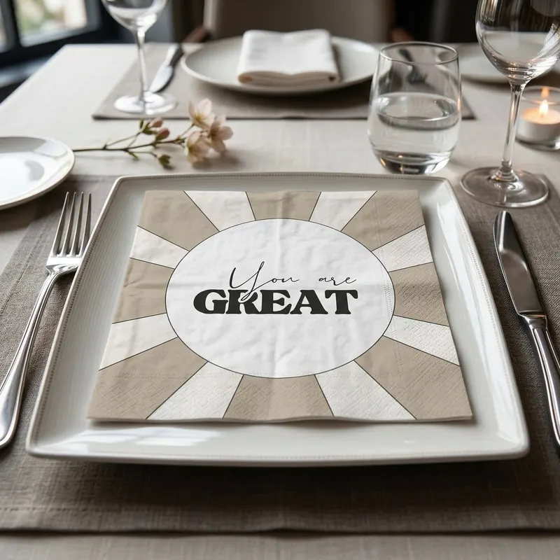 Papierservietten „You are great“ aus FSC-zertifiziertem Papier von Housevitamin in Beige, 33 × 33 cm, Ansicht 3