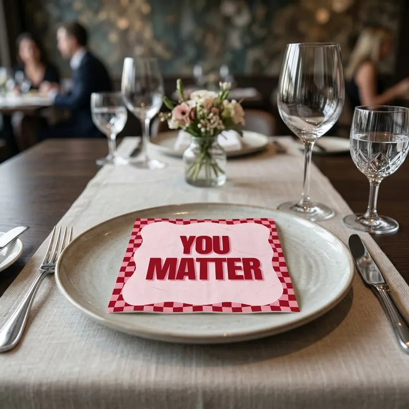 Papierservietten You Matter, 3-lagig, 33 × 33 cm von Housevitamin in Rosa/Rot, Ansicht 4