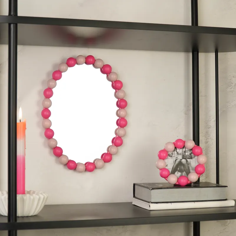 Bilderrahmen Bubbles aus MDF in Hellrosa und Neonpink von Housevitamin in Hellrosa und Neonpink, 14,5 × 14,5 cm, Ansicht 2