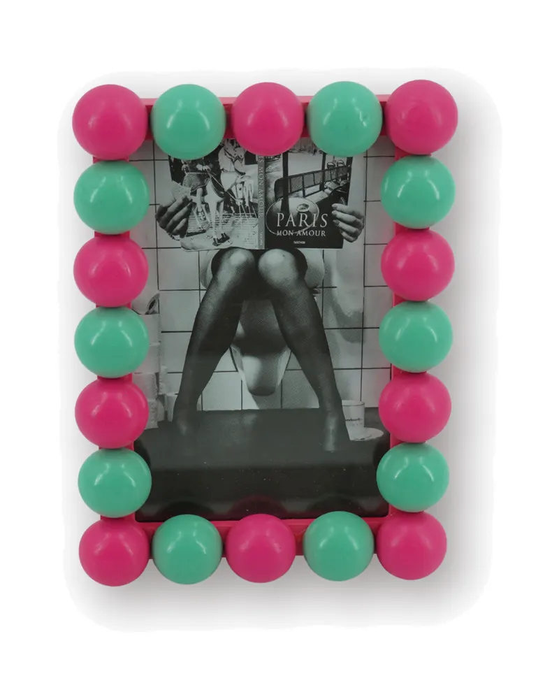Bilderrahmen Bubbles aus MDF mit Perlenrand von Housevitamin in Neonpink/Mint, 18,5 × 13,5 cm, Ansicht 1