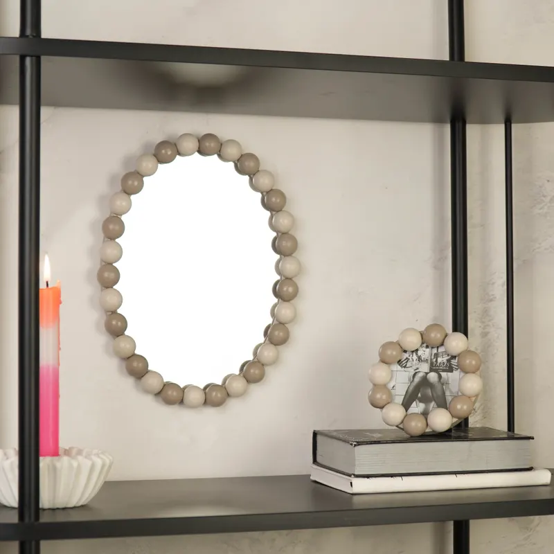 Bilderrahmen Bubbles aus MDF mit Perlenrand von Housevitamin in Sand/Taupe, 14,5 × 14,5 cm, Ansicht 4